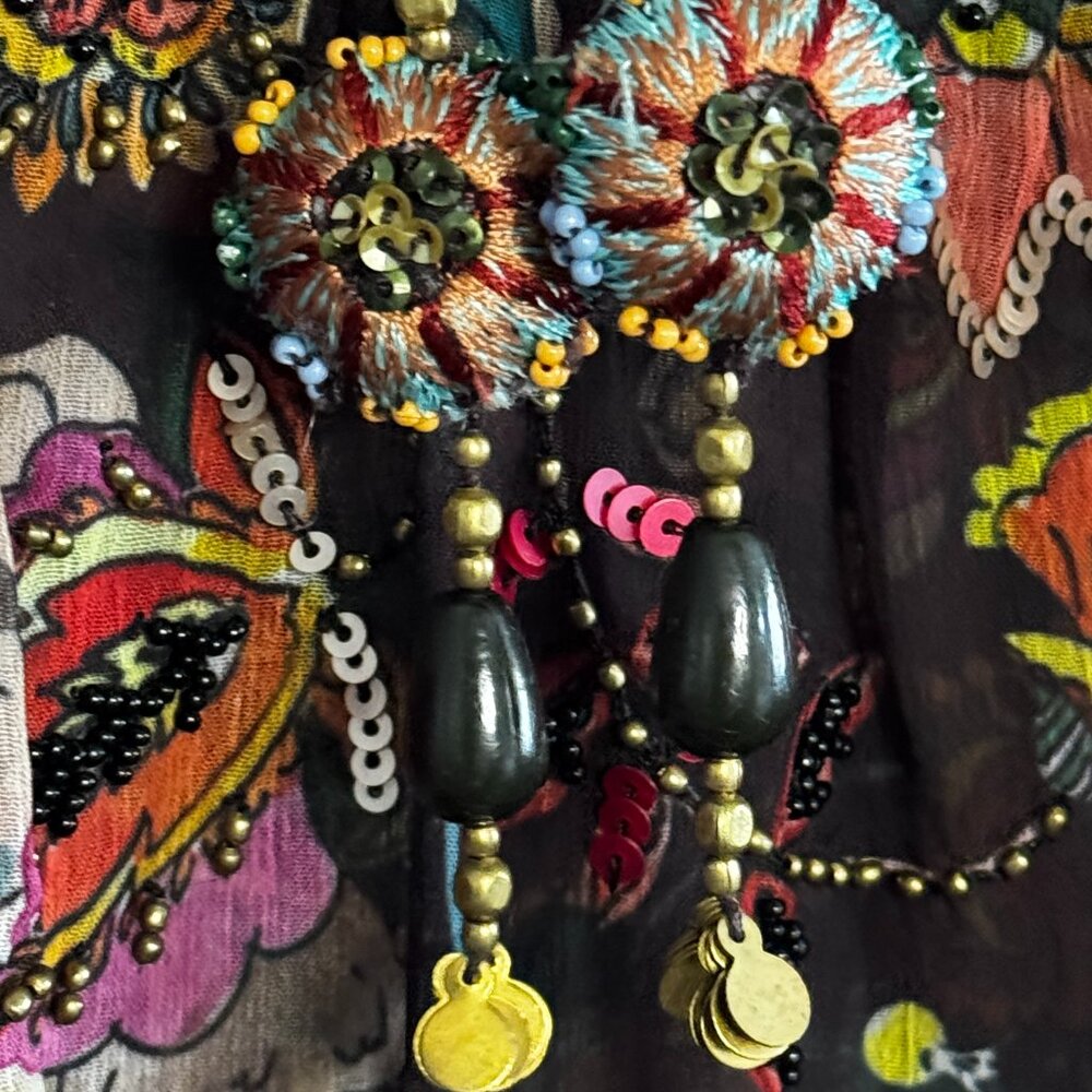 Soft Surroundings - Embellished, Tunic, Flutter Sleeve Blouse - M - Picture 4 of 14